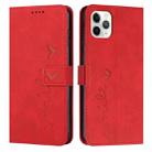 For iPhone 12 / 12 Pro Skin Feel Heart Pattern Leather Phone Case(Red) - 1