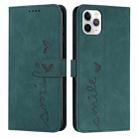 For iPhone 12 / 12 Pro Skin Feel Heart Pattern Leather Phone Case(Green) - 1