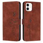 For iPhone 11 Skin Feel Heart Pattern Leather Phone Case (Brown) - 1