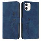 For iPhone 11 Skin Feel Heart Pattern Leather Phone Case (Blue) - 1