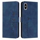 For iPhone X / XS Skin Feel Heart Pattern Leather Phone Case(Blue) - 1