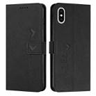 For iPhone X / XS Skin Feel Heart Pattern Leather Phone Case(Black) - 1