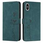 For iPhone X / XS Skin Feel Heart Pattern Leather Phone Case(Green) - 1