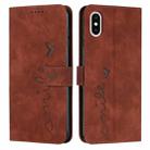 For iPhone XS Max Skin Feel Heart Pattern Leather Phone Case(Brown) - 1