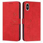 For iPhone XS Max Skin Feel Heart Pattern Leather Phone Case(Red) - 1