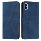 For iPhone XS Max Skin Feel Heart Pattern Leather Phone Case(Blue) - 1