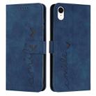 For iPhone XR Skin Feel Heart Pattern Leather Phone Case(Blue) - 1