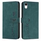 For iPhone XR Skin Feel Heart Pattern Leather Phone Case(Green) - 1