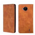 For Nokia C20 Plus Skin Feel Magnetic Horizontal Flip Leather Phone Case(Light Brown) - 1