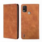 For Nokia C21 Plus Skin Feel Magnetic Horizontal Flip Leather Phone Case(Light Brown) - 1
