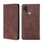 For Nokia C21 Plus Skin Feel Magnetic Horizontal Flip Leather Phone Case(Dark Brown) - 1