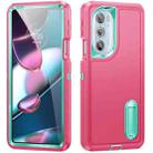 For Motorola Edge 30 Pro 3 in 1 Rugged Holder Phone Case(Pink + Blue) - 1