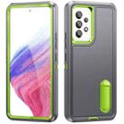 For Samsung Galaxy A53 3 in 1 Rugged Holder Phone Case(Grey + Green) - 1