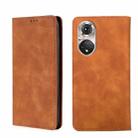 For Honor 50 Pro Skin Feel Magnetic Horizontal Flip Leather Phone Case(Light Brown) - 1