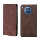 For Huawei nova 8i Skin Feel Magnetic Horizontal Flip Leather Phone Case(Dark Brown) - 1