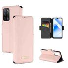 For OPPO A55 5G MUXMA MX115 Cross Texture Oil Edge Flip Leather Phone Case(Pink) - 1