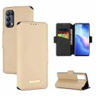 For OPPO Reno5 Pro 5G MUXMA MX115 Cross Texture Oil Edge Flip Leather Phone Case(Gold) - 1