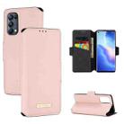 For OPPO Reno5 Pro 5G MUXMA MX115 Cross Texture Oil Edge Flip Leather Phone Case(Pink) - 1