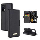 For OPPO Realme GT 5G MUXMA MX115 Cross Texture Oil Edge Flip Leather Phone Case(Black) - 1