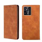 For ZTE Blade V30 Skin Feel Magnetic Flip Leather Phone Case(Light Brown) - 1