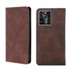 For ZTE Blade V30 Skin Feel Magnetic Flip Leather Phone Case(Dark Brown) - 1