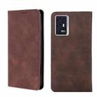 For ZTE Axon 30 Pro 5G Skin Feel Magnetic Flip Leather Phone Case(Dark Brown) - 1