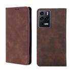 For ZTE Axon 30 Ultra 5G Skin Feel Magnetic Flip Leather Phone Case(Dark Brown) - 1