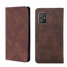 For Asus Zenfone 8 Skin Feel Magnetic Flip Leather Phone Case(Dark Brown) - 1