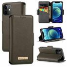 For iPhone 12 MUXMA MX115 Cross Texture Oil Edge Flip Leather Phone Case(Grey) - 1