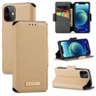 For iPhone 12 MUXMA MX115 Cross Texture Oil Edge Flip Leather Phone Case(Gold) - 1
