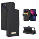 For iPhone 13 MUXMA MX115 Cross Texture Oil Edge Flip Leather Phone Case(Black) - 1