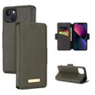 For iPhone 13 MUXMA MX115 Cross Texture Oil Edge Flip Leather Phone Case(Grey) - 1