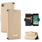 For iPhone SE 2022 / SE 2020 / 8 / 7 MUXMA MX115 Cross Texture Oil Edge Flip Leather Phone Case(Gold) - 1