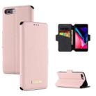 MUXMA MX115 Cross Texture Oil Edge Flip Leather Phone Case For iPhone 8 Plus / 7 Plus(Pink) - 1