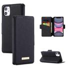 For iPhone 11 MUXMA MX115 Cross Texture Oil Edge Flip Leather Phone Case (Black) - 1