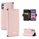 For iPhone 11 MUXMA MX115 Cross Texture Oil Edge Flip Leather Phone Case (Pink) - 1