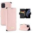 For iPhone 11 Pro MUXMA MX115 Cross Texture Oil Edge Flip Leather Phone Case (Pink) - 1