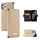 For iPhone 11 Pro Max MUXMA MX115 Cross Texture Oil Edge Flip Leather Phone Case (Gold) - 1