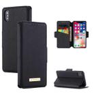 For iPhone X / XS MUXMA MX115 Cross Texture Oil Edge Flip Leather Phone Case(Black) - 1