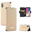 For iPhone X / XS MUXMA MX115 Cross Texture Oil Edge Flip Leather Phone Case(Gold) - 1