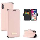 For iPhone XS Max MUXMA MX115 Cross Texture Oil Edge Flip Leather Phone Case(Pink) - 1