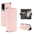 For vivo X60 5G MUXMA MX115 Cross Texture Oil Edge Flip Leather Phone Case(Pink) - 1