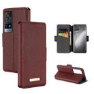 For vivo X60 Pro 5G MUXMA MX115 Cross Texture Oil Edge Flip Leather Phone Case(Red) - 1