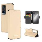 For vivo X60 Pro 5G MUXMA MX115 Cross Texture Oil Edge Flip Leather Phone Case(Gold) - 1