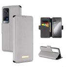 For vivo X60 Pro 5G MUXMA MX115 Cross Texture Oil Edge Flip Leather Phone Case(White) - 1