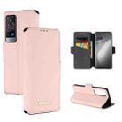 For vivo X60 Pro 5G MUXMA MX115 Cross Texture Oil Edge Flip Leather Phone Case(Pink) - 1