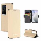 For vivo X60 Pro+ 5G MUXMA MX115 Cross Texture Oil Edge Flip Leather Phone Case(Gold) - 1