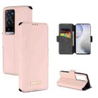 For vivo X60 Pro+ 5G MUXMA MX115 Cross Texture Oil Edge Flip Leather Phone Case(Pink) - 1