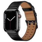 Double Buckles Leather Watch Band For Apple Watch Series 8&7 41mm / SE 2&6&SE&5&4 40mm / 3&2&1 38mm(Black Black Buckle) - 1