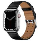 Double Buckles Leather Watch Band For Apple Watch Series 8&7 41mm / SE 2&6&SE&5&4 40mm / 3&2&1 38mm(Black Silver Buckle) - 1